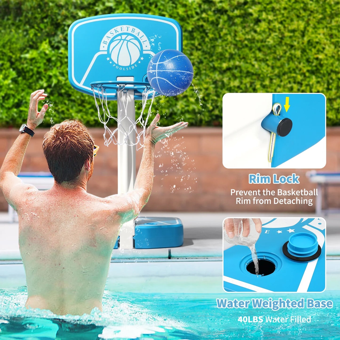 48" - 78" Adjustable Height Poolside Basketball System (Kids)