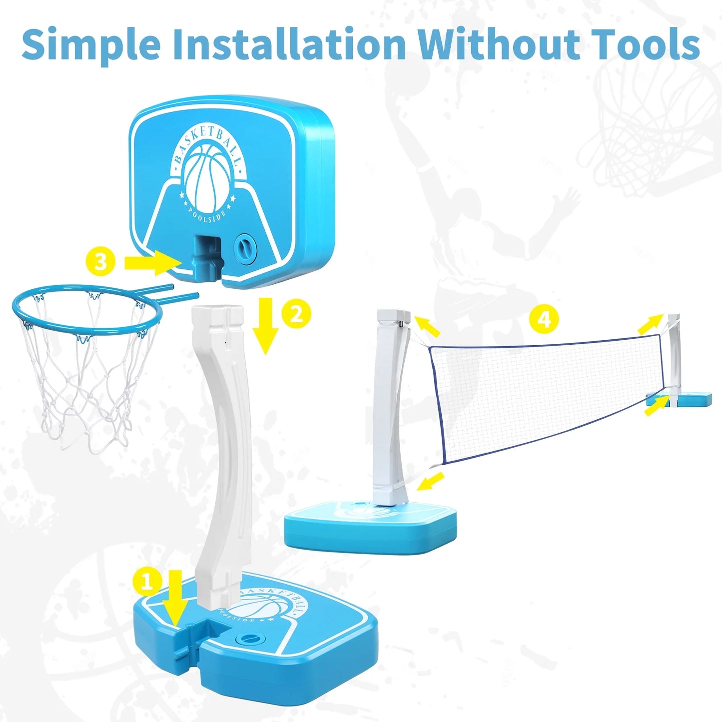 48" - 78" Adjustable Height Poolside Basketball System (Kids)